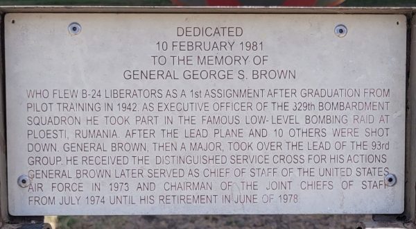 GENERAL GEORGE S. BROWN WAR MEMORIAL PLAQUE