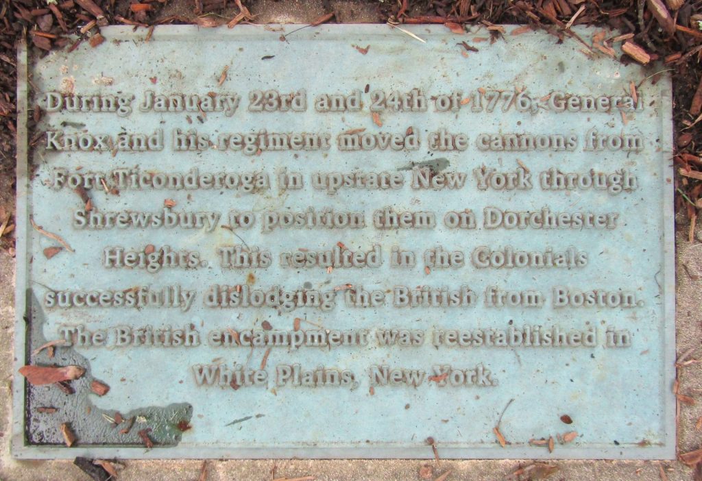 GENERAL KNOX JANUARY 23RD AND 24TH OF 1776 REVOLUTIONARY WAR MEMORIAL PLAQUE