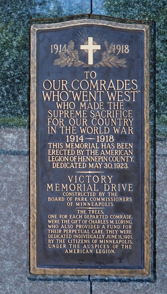 HENNEPIN COUNTY VICTORY MEMORIAL DRIVE PLAQUE A
