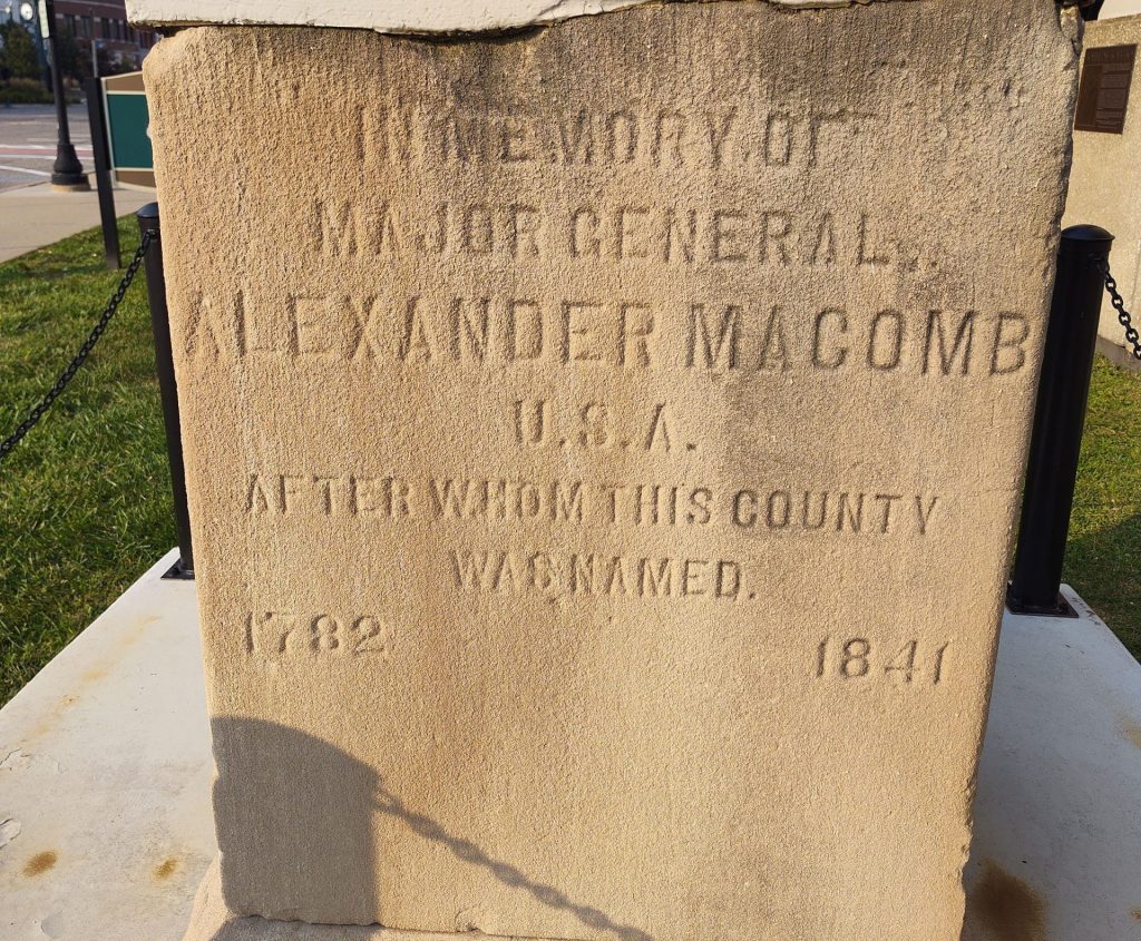 IN MEMORY OF MAJOR GENERAL ALEXANDER MACOMB WAR MEMORIAL