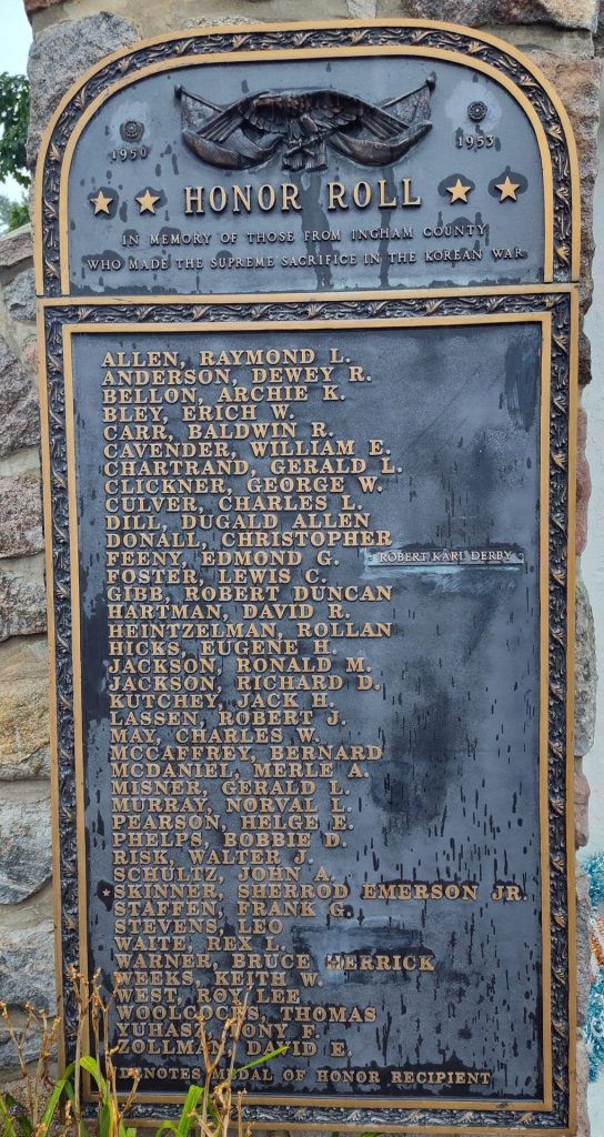 INGHAM COUNTY KOREAN WAR SUPREME SACRIFICE MEMORIAL PLAQUE
