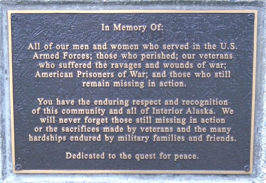 INTERIOR ALASKA VETERANS MEMORIAL PLAQUE A