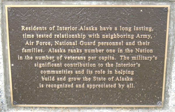 INTERIOR ALASKA VETERANS MEMORIAL PLAQUE B