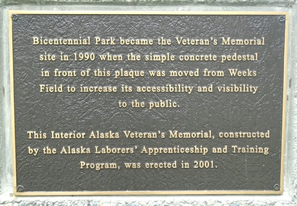 INTERIOR ALASKA VETERANS MEMORIAL PLAQUE D