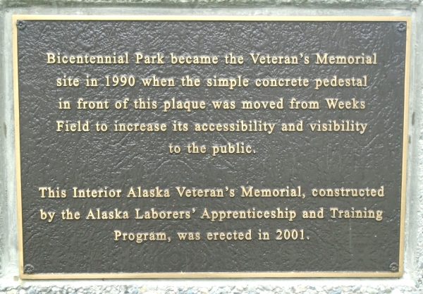INTERIOR ALASKA VETERANS MEMORIAL PLAQUE D