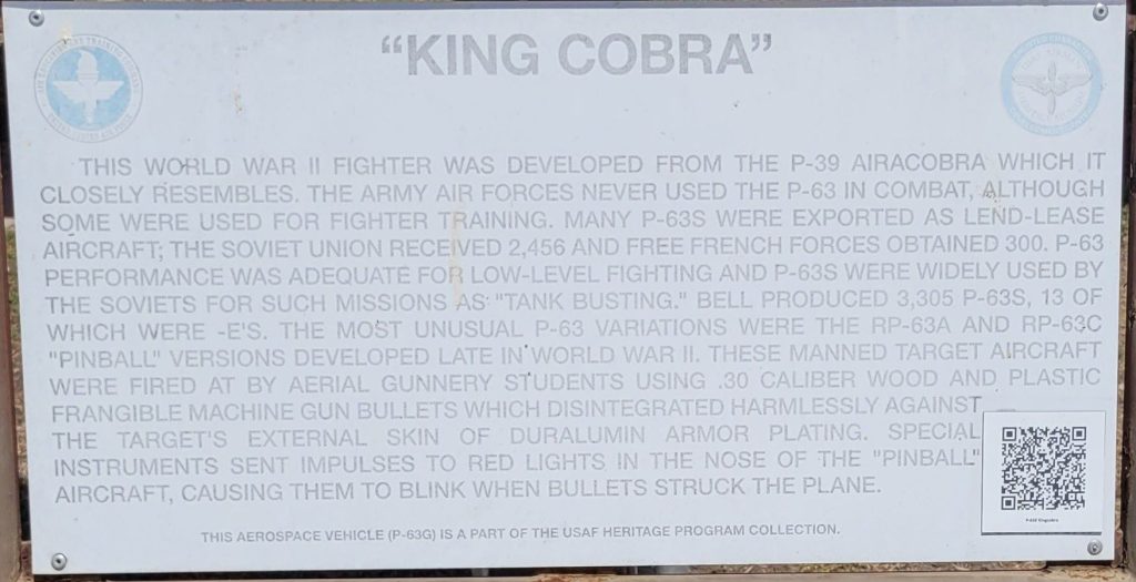 “KING COBRA” P63G MEMORIAL AIRCRAFT PLAQUE