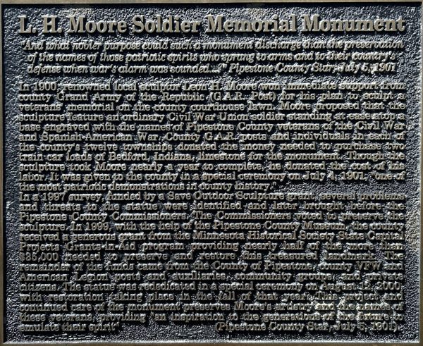 L.H. MOORE SOLDIER MEMORIAL MONUMENT PLAQUE A