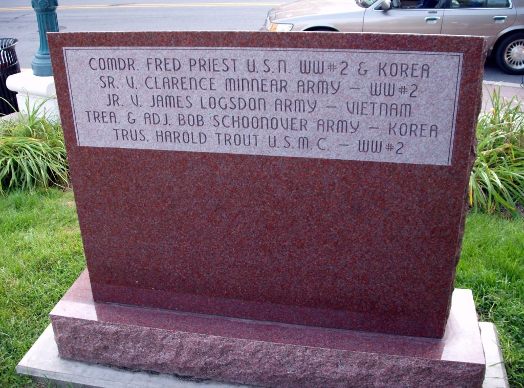 LAFAYETTE COMBAT WOUNDED VETERANS WAR MEMORIAL BACK