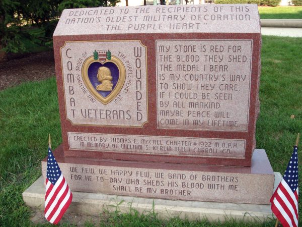 LAFAYETTE COMBAT WOUNDED VETERANS WAR MEMORIAL FRONT