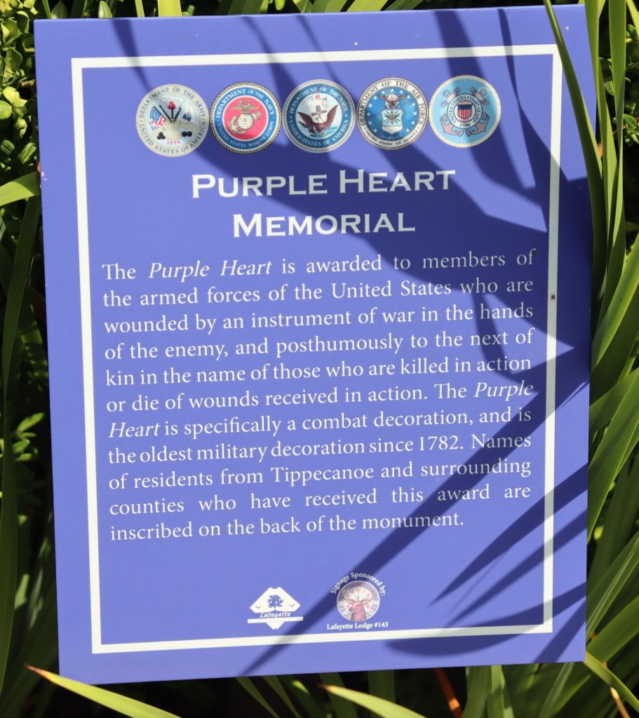 LAFAYETTE COMBAT WOUNDED VETERANS WAR MEMORIAL PLAQUE