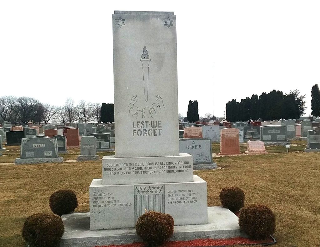 LEST WE FORGET MEN OF B’NAI ISRAEL CONGREGATION WORLD WAR II MEMORIAL
