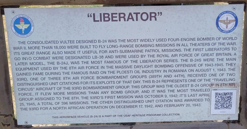 “LIBERATOR” B-24 MEMORIAL AIRCRAFT PLAQUE