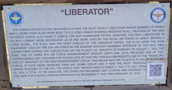 “LIBERATOR” B-24 MEMORIAL AIRCRAFT PLAQUE