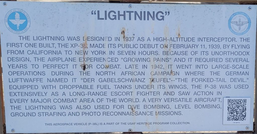 “LIGHTING” P-38L MEMORIAL AIRCRAFT PLAQUE
