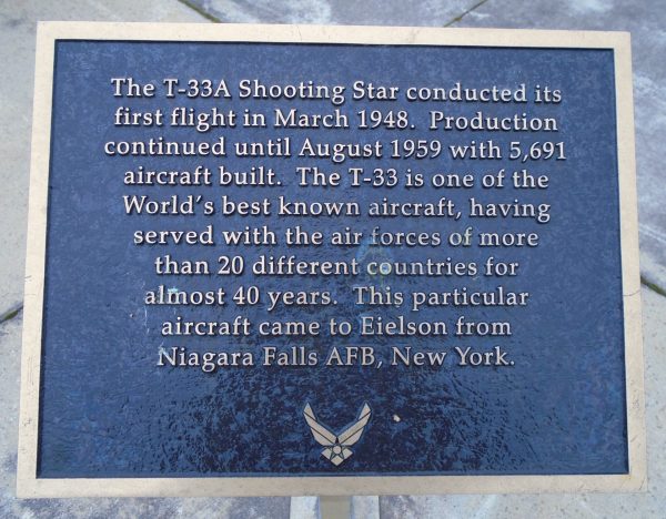 LOCKHEED T-33 A “SHOOTING STAR” MEMORIAL AIRCRAFT PLAQUE B EIELSON