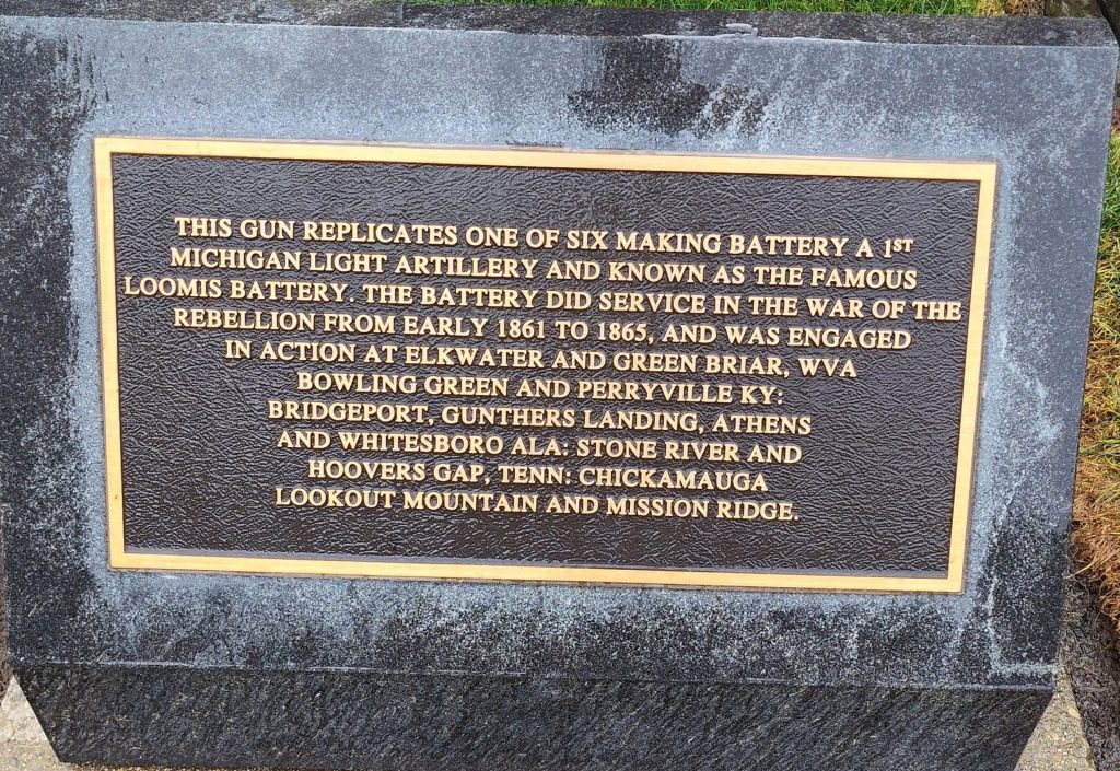 LOOMIS BATTERY REPLICATED GUN MEMORIAL PLAQUE
