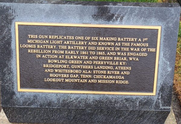 LOOMIS BATTERY REPLICATED GUN MEMORIAL PLAQUE