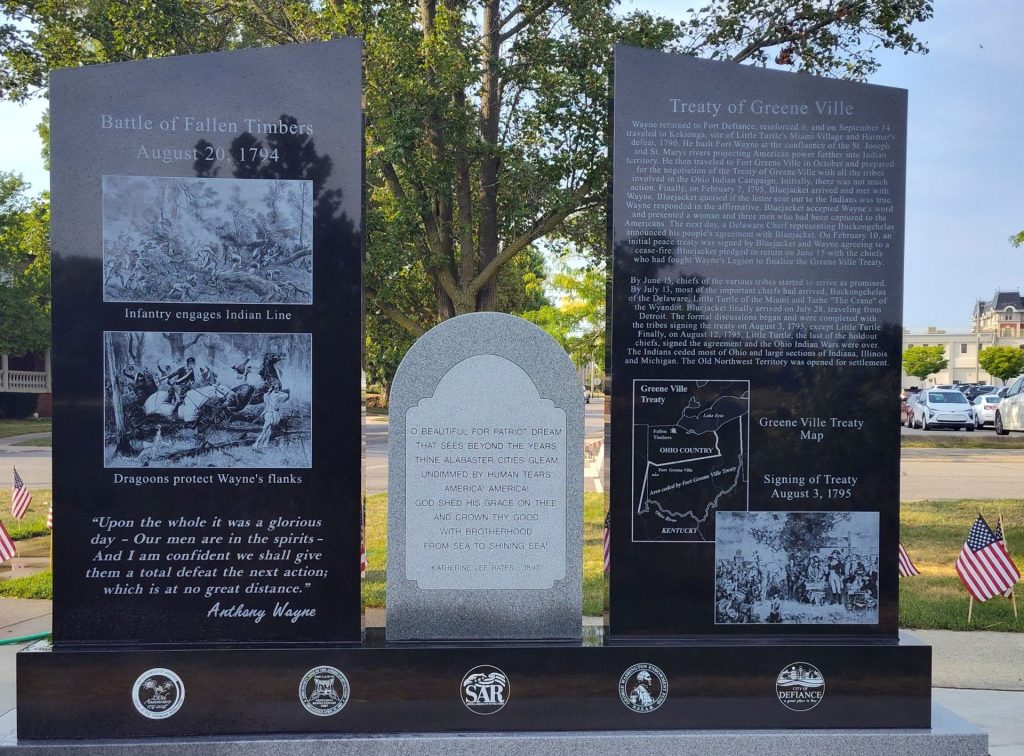 MAJOR GENERAL ANTHONY WAYNE WAR MEMORIAL BACK