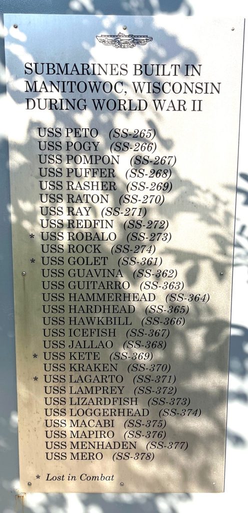 MANITOWOC, WISCONSIN WORLD WAR II SUBMARINE VETERANS MEMORIAL PLAQUE BACK