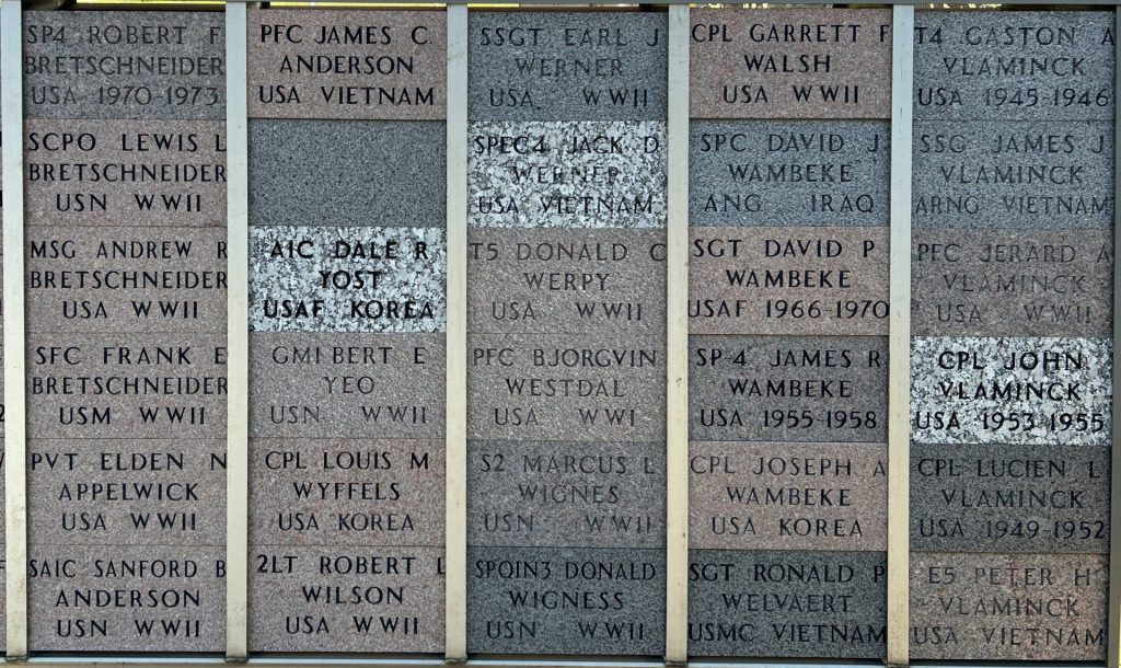 MINNEOTA-GHENT-TAUNTON-VETERAN’S MEMORIAL BRICKS SECTION N