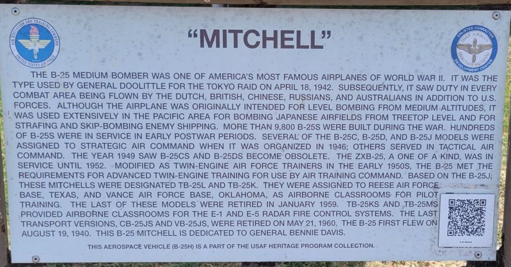 “MITCHELL” B-25H MEMORIAL AIRCRAFT PLAQUE