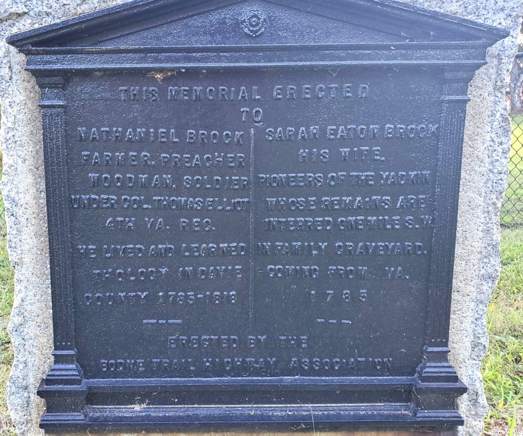 NATHANIEL BROCK REVOLUTIONARY WAR MEMORIAL PLAQUE