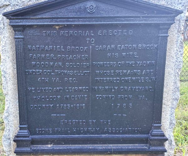 NATHANIEL BROCK REVOLUTIONARY WAR MEMORIAL PLAQUE