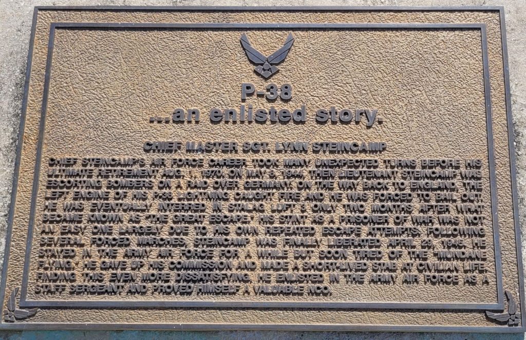 P-38… AN ENLISTED STORY WAR MEMORIAL PLAQUE