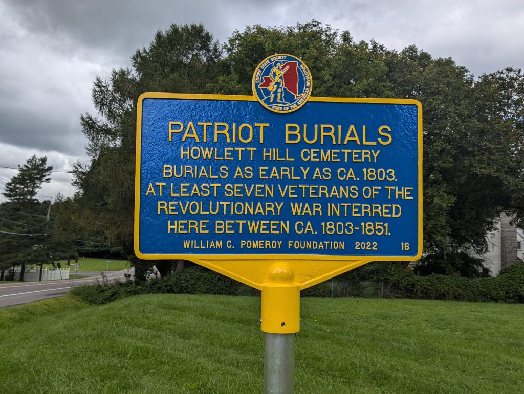 PATRIOT BURIALS HOWLETT HILL CEMETERY REVOLUTIONARY WAR MEMORIAL MARKER