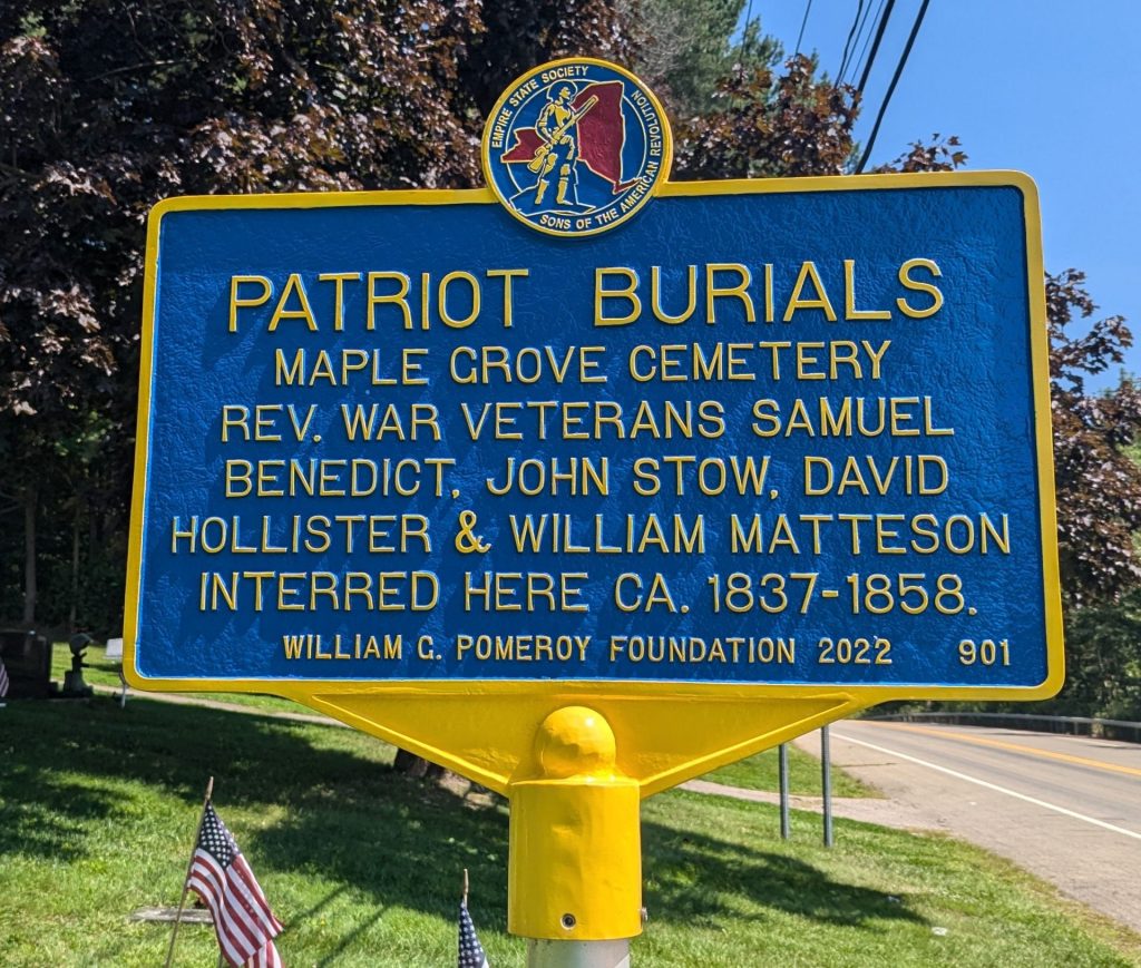 PATRIOT BURIALS MAPLE GROVE CEMETERY REVOLUTIONARY WAR MEMORIAL MARKER