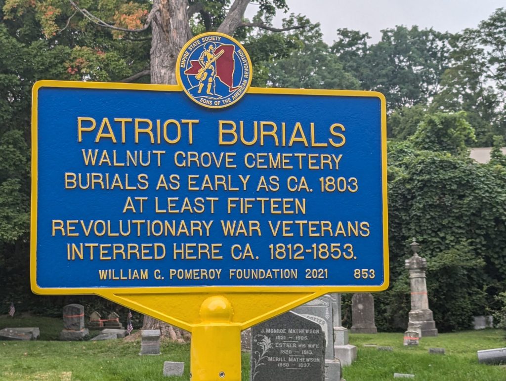 PATRIOTS BURIALS WALNUT GROVE CEMETERY REVOLUTIONARY WAR MEMORIAL MARKER