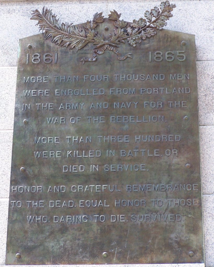 PORTLAND CIVIL WAR MEMORIAL PLAQUE