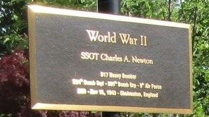 SSGT CHARLES A. NEWTON WAR MEMORIAL PLAQUE