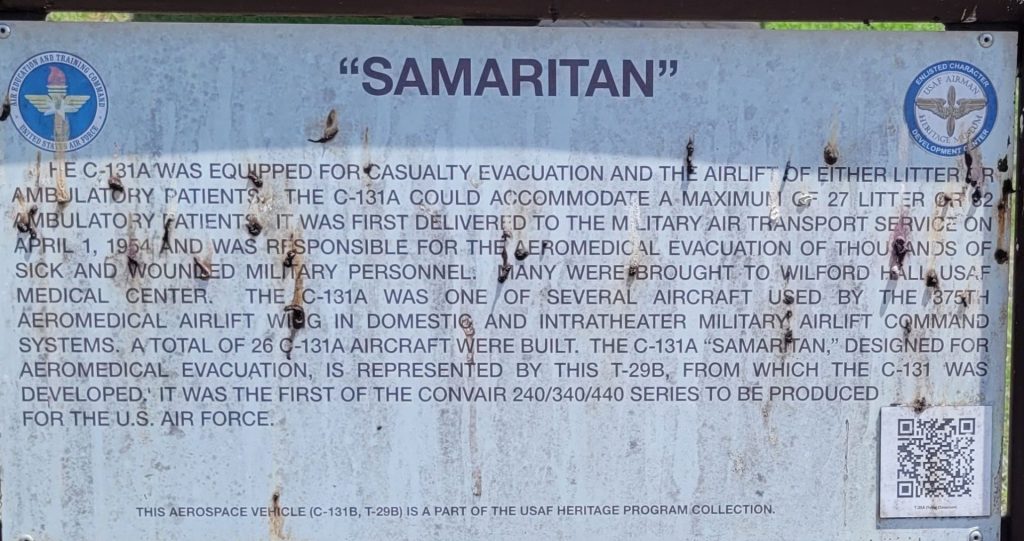 “SAMARITAN” C-131A MEMORIAL AIRCRAFT PLAQUE