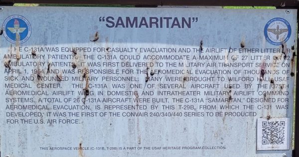 “SAMARITAN” C-131A MEMORIAL AIRCRAFT PLAQUE