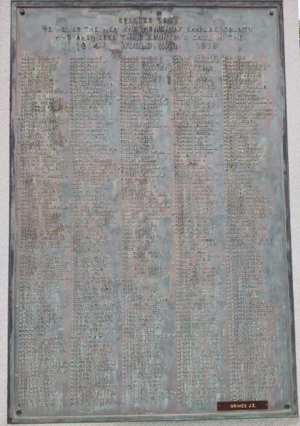 SANILAC COUNTY WORLD WAR VETERANS MEMORIAL PLAQUE A