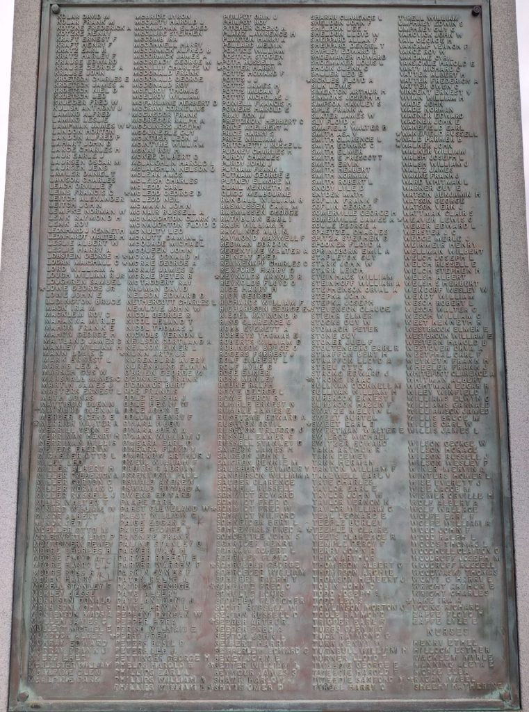 SANILAC COUNTY WORLD WAR VETERANS MEMORIAL PLAQUE B