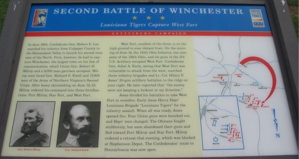 SECOND BATTLE OF WINCHESTER LOUISIANA TIGERS WAR MEMORIAL PANEL