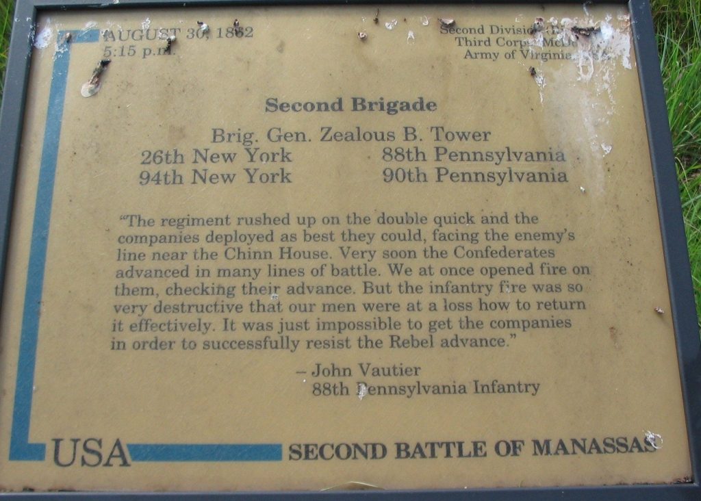 SECOND BRIGADE SECOND BATTLE OF MANASSAS WAR MEMORIAL PLAQUE