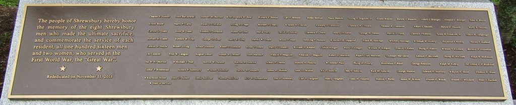 SHREWSBURY FIRST WORLD WAR MEMORIAL PLAQUE