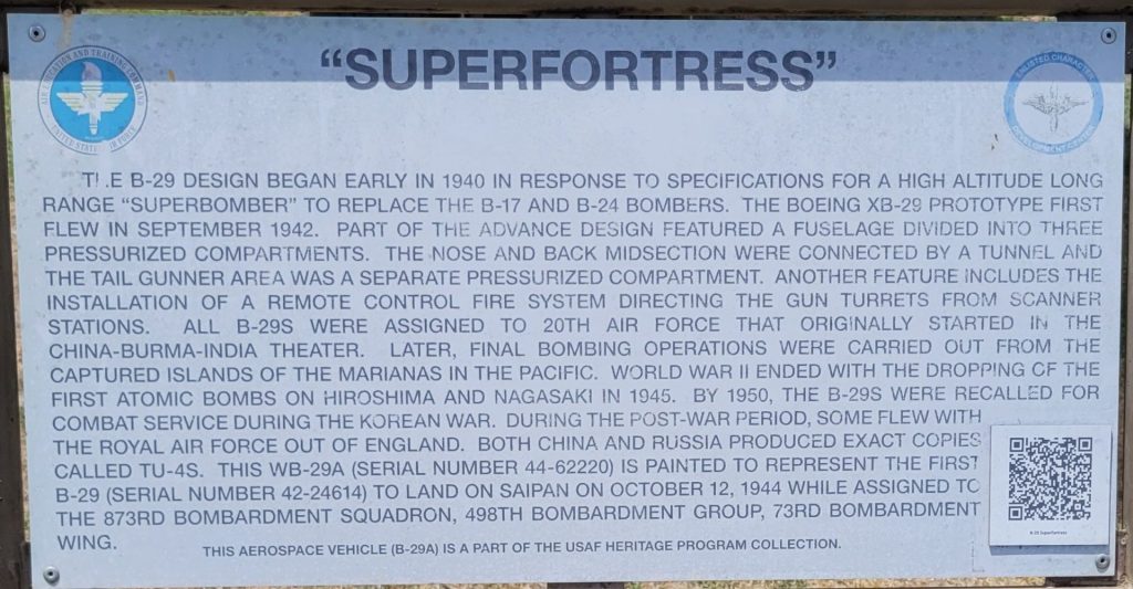 “SUPERFORTRESS” B-29A MEMORIAL AIRCRAFT PLAQUE