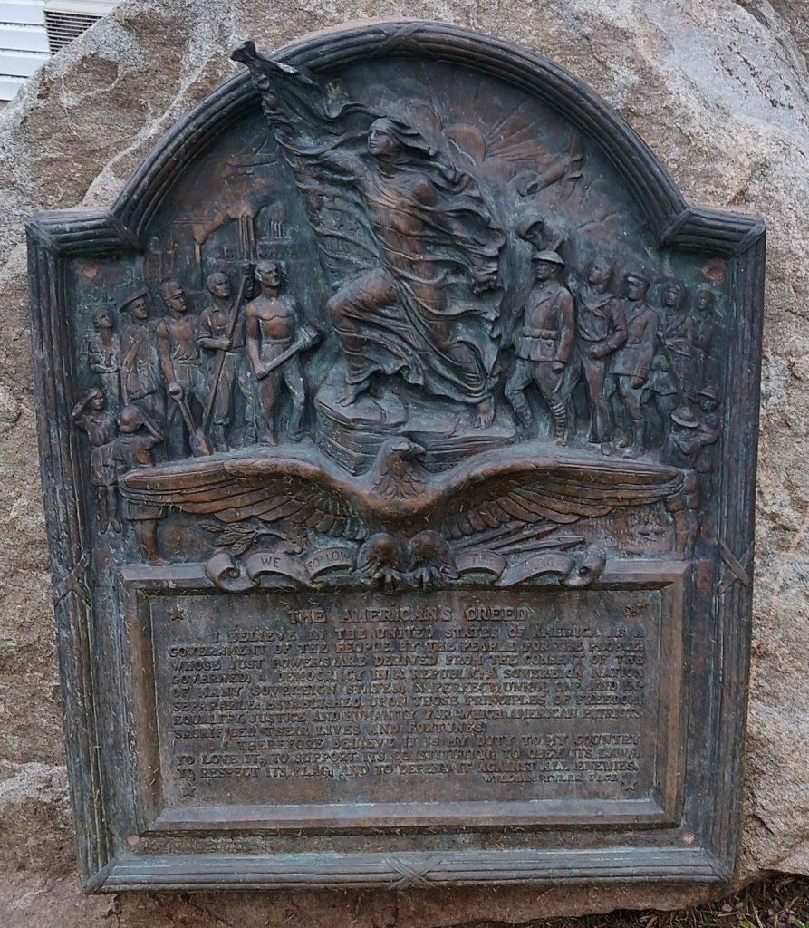 THE AMERICAN CREED MEMORIAL PLAQUE