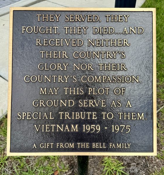 THE BELL FAMILY VIETNAM WAR MEMORIAL WALL PLAQUE