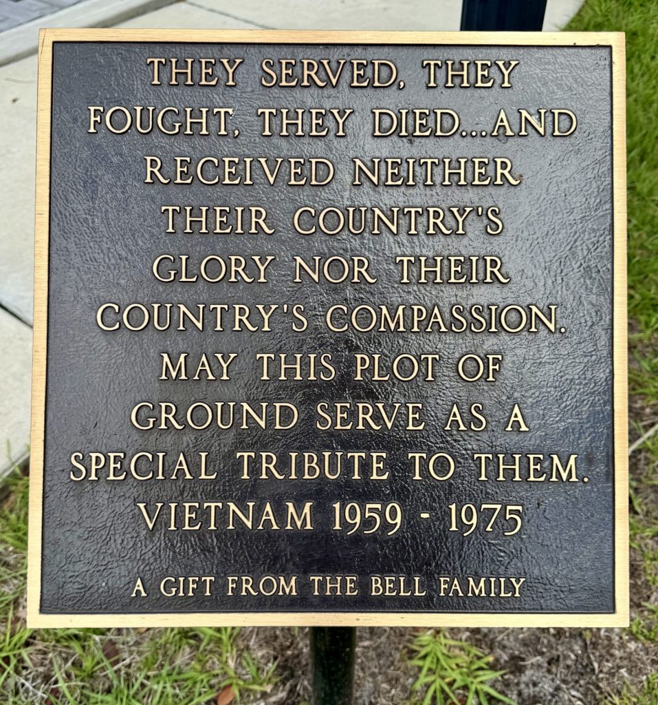 THE BELL FAMILY VIETNAM WAR MEMORIAL WALL PLAQUE