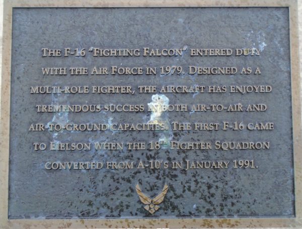 THE F-16 “FIGHTING FALCON MEMORIAL AIRCRAFT PLAQUE A