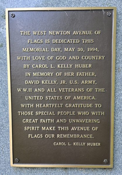 THE WEST NEWTON AVENUE OF FLAGS WAR MEMORIAL