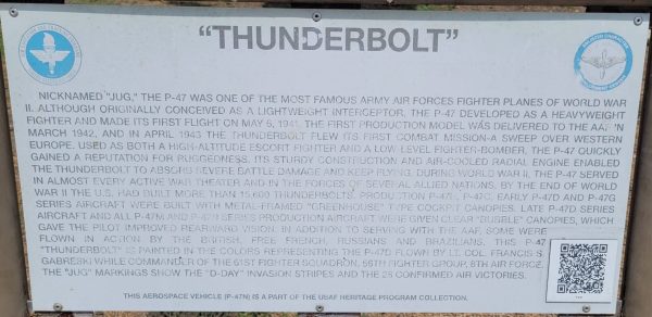 “THUNDERBOLT” P-47N MEMORIAL AIRCRAFT PLAQUE