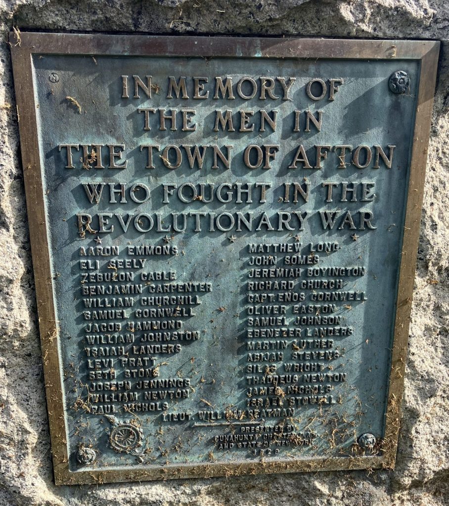 TOWN OF AFTON REVOLUTIONARY WAR MEMORIAL PLAQUE