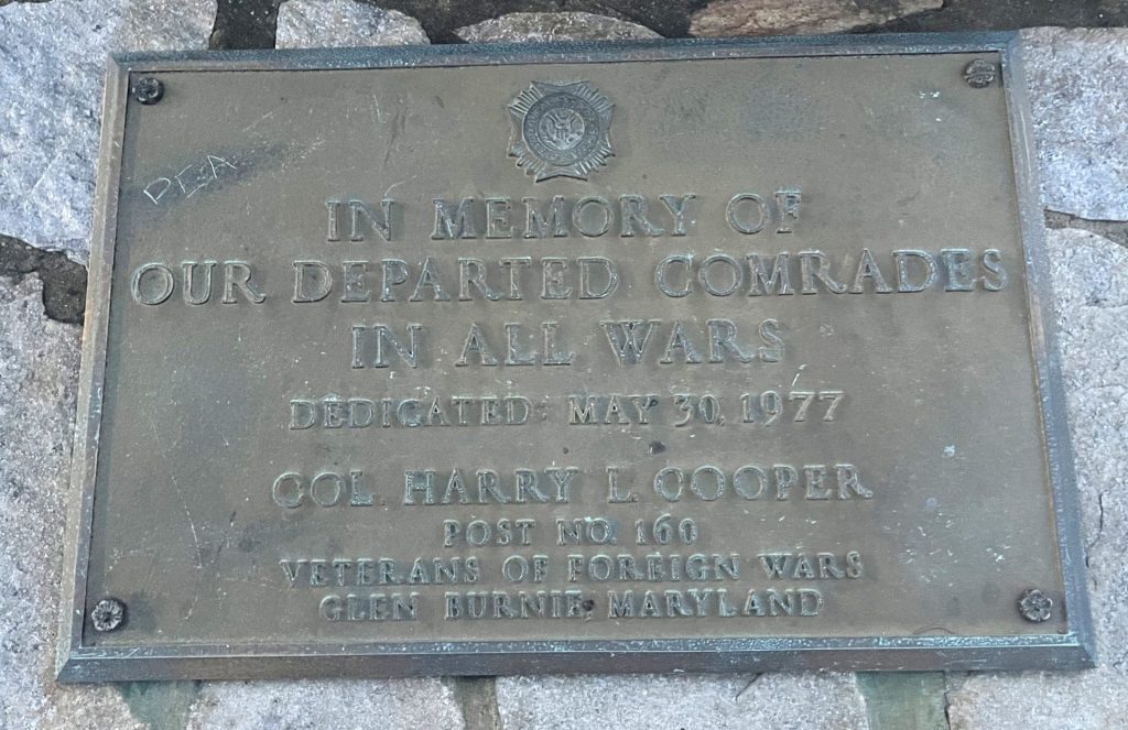 VFW POST 160 VETERANS MEMORIAL PLAQUE A