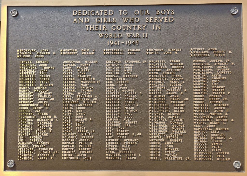 VILLAGE OF HERMINIE WORLD WAR II VETERANS MEMORIAL PLAQUE A